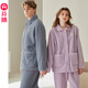 Fenton fluffy couple pajamas autumn and winter new warm anti-static coral velvet large size can be worn outside home clothes set