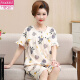 Modal middle-aged mother pajamas for women in summer pure cotton short-sleeved cropped pants plus fat plus large size home clothes middle-aged and elderly suit t3937 L (100-115Jin [Jin equals 0.5 kg])