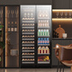 BAIKAILUN double-door thermostatic wine cabinet with double-door door ultra-thin and can be embedded in air-cooled frost-free thermostatic wine cabinet office household tea beverage liquor wine fruit preservation refrigerated display cabinet 1.8 meters dual temperature hanging cup display 210 bottles thin