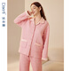Darli three-layer air cotton quilted pajamas for couples autumn and winter pure cotton long-sleeved men and women warm thick sandwich home wear set T8235105-065-medium pink female XL