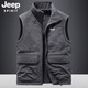 JEEP SPIRIT Outdoor Jeep Vest Men's Autumn and Winter New Multi-Pocket Workwear Loose Fishing Vest Men's Jacket Mountaineering Suit Army Green L