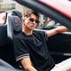 Mr. Bu Bu silhouette letters three-dimensional embroidered casual round neck short-sleeved men's T-shirt spring and summer new GT15260 graphite black M (170)