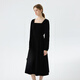 
Fan Silann velvet low square collar French black skirt for women 2024 winter new elegant annual meeting dress 14698 black M