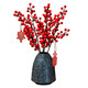Holly red fruit fortune fruit festive artificial flower Arhat acacia vase flower arrangement home hotel decoration ornaments Baixi vase (short style) + 5 branches 4 forks fortune fruit