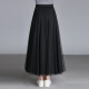 Oasi Mai Mesh Skirt Mid-length Autumn and Winter A-line Skirt Women's Mid-length Skirt Autumn One-Step Pleated Skirt College Style Elastic High Waist Large Size 60290-0 Black One Size