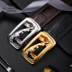 Falai Armani belt men's automatic buckle cowhide fashionable casual trouser belt simple crocodile pattern men's belt PD854L-Black belly