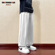 Dingfengbaoluo casual pants men's autumn loose sports outdoor trendy wide-leg heavy straight long pants 9066 white L