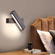 Yaotian Bedroom Bedside Wall Lamp Modern Simple Living Room Background Wall Study Track Creative Rotating Lamp Black 30cm Warm Light