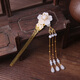 Ancient style hairpin headdress, classical Hanfu, tassel hairpin, ancient costume, daily performance hairpin, fairy fresh accessories, single white bead hairpin