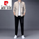 Pierre cardin high-end casual sportswear suit men's fashion two-piece set 2023 Spring and Autumn Fashion Brand Sweatshirt Men's Knit Black 6629 3XL 185/96A 170-180Jin [Jin equals 0.5 kg]