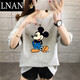 Lnan Women's Short Sleeve T-Shirt für Frauen Sommer 2022 Neues koreanisches Mickey-Druck Loose Student's Half Sleeve Top INS Trendy Red [T-Shirt] 3524 S [vorgeschlagen 80-100jin [Jin ist 0,5 kg]]