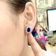 Sapphire 925 silver stud earrings set with colorful sapphire blue corundum tanzanite jewelry earrings plated women's picture color blue earrings pair