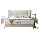 Double tiger cream style fabric bed modern simple 2024 new master bedroom cat scratch technology cloth double bed 23653 low box bed + 653 nightstand*1 [653B] cat claw cloth standard version 1.5*2.0 meters