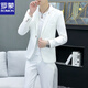 ROMON Korean style casual spring and autumn suit men's slim business formal suit groom handsome British casual small suit men black (three-piece suit - top + pants + T-shirt) L 105-120Jin Jin equals 0.5 kg