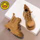 G.duck Little Yellow Duck Genuine Leather Boys' Boots 2024 Spring and Autumn Children's Martin Boots Girls' Short Boots Autumn Boys' Big Yellow Boots Khaki Size 30