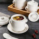 Jiayi Kitchen Ceramic Waterproof Stew Bowl Bird's Nest Stew Soup Cup Double Cover Insulated Bowl Dessert Bowl Baby Steamed Egg Small Stew Pot Steamer Bowl 700 Elephant Stew Cup + Ceramic Plate + Spoon