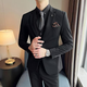 ROMON Suit Men's Slim Jacket Groom Wedding Custom Dress Business Professional Formal Small Suit Men Medium Gray Suit+Trousers XL (Suitable for 125-135 Jin Jin equals 0.5 kg)