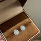 S925 silver blue water jade earrings oval light bulb new Chinese style high-end niche design earrings