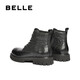 百丽（Belle）厚底潮搭马丁靴男款秋冬季舒适牛皮户外休闲靴8QT01DD4 黑色-单里 41 (255mm)