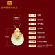 Gongdian Hetian Jade Necklace for Women Hollow Gold Pendant Peace Buckle Clavicle Chain with Fu Characters Birthday and Festival Gift for Women Full of Blessings