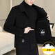Pierre Cardin light luxury high-end spring and autumn double-sided woolen coat woolen coat men's short down-lined woolen woolen jacket black + down XL 180