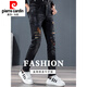 Pier Cardin Imprimé polyvalent polyvalent Broidered Modèle pour hommes Personnalisés Diamond Hot Diamond Broiderie Broide de mode coréen Slim Pantalon A695 Blue 30