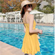 Dofinison swimsuit women's one-piece conservative swimsuit sun protection high-end super fairy long-sleeved slimming belly-covering hot spring resort swimsuit swimsuit two-piece set yellow 90-115Jin Jin equals 0.5 kg