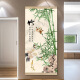 Miaobei language bamboo safe hanging painting living room entrance door bamboo wooden frame decorative painting modern ink landscape green plant hanging painting birds singing and fragrance of flowers 80*160