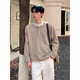 XUANSENTU fake two-piece henley sweatshirt men's autumn loose lazy style long-sleeved T-shirt American retro inner layering shirt glutinous beige upgraded model M