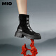 Mio 2023 Winterrunde Zehen High Heels Dünne Stiefel Metallschnalle Kühle Dicke Sohle Martin Boots Frauen schwarz 39