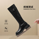 ZHR long boots for women, fashionable pleated knight boots for women, winter plus velvet, thick-soled women's boots, BL323A, black 38
