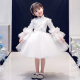 Xiaoka Yi Nong Girls' Dress Temperament Flower Girl Wedding Dress Little Girl Princess Dress Children's Piano Performance Clothes Winter Long Sleeve White F462 Lantern Sleeve (Spring and Summer Style) 130cm