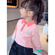 Nuo Dou Xiong girls long-sleeved lapel T-shirt spring and autumn new style 5 children's embroidered Polo shirt little girl Korean style bottoming top light pink 120 size