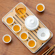 Gold inlaid jade travel tea set, mutton-fat jade porcelain household ceramic white porcelain with tea tray and bowl set, gift Kung Fu tea set, Leshui mutton-fat jade porcelain set