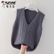 Woodpecker vest wool sweater trendy spring autumn winter loose sweater women's inner layer sleeveless vest vest burgundy high quality no pilling XL recommended 110-130Jin Jin equals 0.5 kg