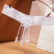 Sexy lingerie European and American hot one-thread thong women's flirting beaded friction see-through tassels gray blue one size fits all (suitable for 80-120 Jin Jin equals 0.5 kg)