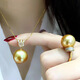 Junso Pearl South Sea Gold Beads South Sea Gold Beads Pendant Perfect Round 14mm Single Pearl Necklace Ring Temperament Simple Queen Pearl Set Ring + Pendant