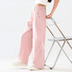 I.Karnow Girls 'Hosen Sommer Dünn 2025 Neue Kinder mit breitem Beinhose Anzug Big Kinder Sommer Moskito Anti-Ice Seide Straight Hosen 15085 Pink + 9889 Weiß [Set] 170