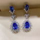 Guanpu Pavilion Fat Donglai's same style tanzanite earrings, tanzanite sapphire 925 silver earrings, high carbon diamond style, trendy and exaggerated tanzanite blue earrings, total size is about 31*6mm