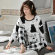 Chiutse Pajamas Spring y Autumn Spring y Autumn Cotton Pure Storeved Student Lindo Versión coreana para la ropa para el hogar de otoño e invierno al aire libre Set gris skm6227 2xl (recomendado 130-145 Jin [Jin equivale a 0.5 kg])