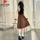 Pierre Cardin girls fake two-piece dress autumn comfortable and casual middle-aged and older girls corduroy skirt preppy style princess dress picture color fake two-piece dress 120 cm