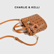 CHARLIE&KELLI CK品牌包包女包时尚手提托特包2025新款单肩斜挎包送女生日礼物 棕色【京仓配送 礼袋包装】