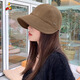Scarecrow Hat Women's Autumn and Winter New Versatile Fashion Fisherman Hat Showing Face Small Big Brim Casual Peaked Hat Universal for All Seasons Black One Size Adjustable