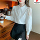
Piercadian embroidered cotton shirt for women's autumn new fashion embroidered white shirt loose and versatile long-sleeved top CY9227 White S [Suggested 75-95Jin [Jin equals 0.5 kg]]