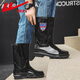 Pull-back rain boots men's waterproof shoes outdoor wear-resistant rubber shoes not easy to slip rain boots overshoes HL8ZZ8 black mid-tube 41