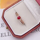 Eba Pigeon Blood Red 0.4ct Ruby Ring Colorful 18K Gold Diamond Ring for Girlfriend Birthday Gift Size Message (Spot Size 9 to 20)
