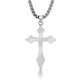 IDEAGEMER925 silver cross necklace men's personality retro niche simple versatile handsome boy pendant clavicle chain trend cross pendant + titanium steel chain 60CM supports engraving