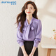 Jeanswest long-sleeved shirt women's autumn top French bow temperament women's professional wear shirt white M