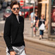 Mr. Bu Zipper Design Hitzeschloss warme Wolle Strickjacke Frühling und Herbst Leicht Luxus Windschutzkragen Pullover Männer BT12155 Klavierschwarz S (165)