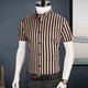 Caizi Yijia striped shirt men's short-sleeved stretch cotton summer slim half-sleeved clothes trendy men's business casual shirt men yellow stripes 5008D 42
